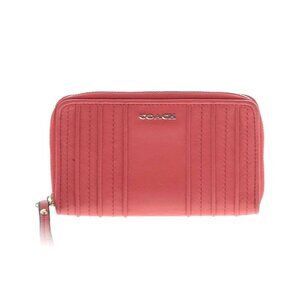 Coach Leather Round Zipper Wristlet